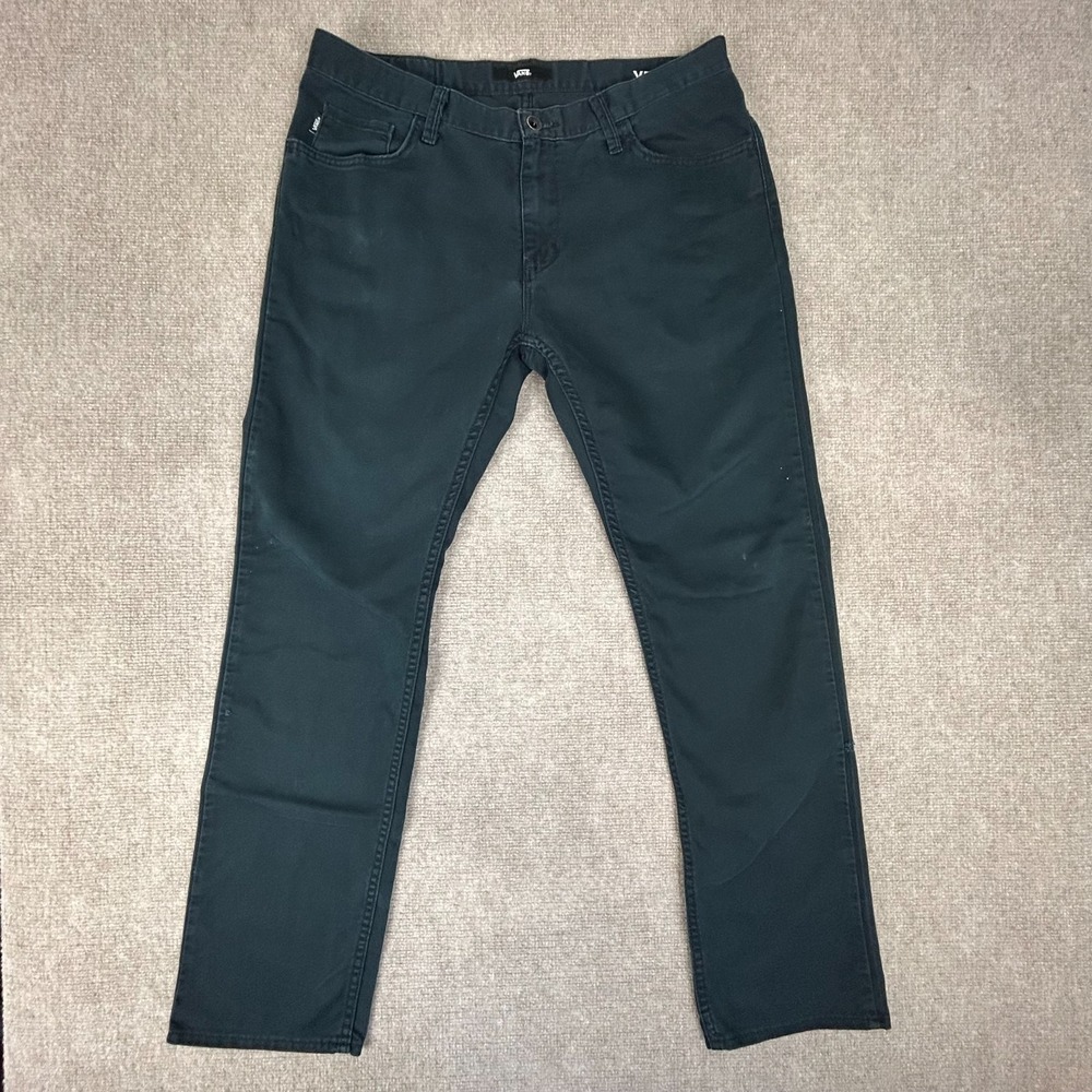 Vans V56 Standard AV Covina Pants Mens 34 Dark Teal Cotton Mid Rise Straight Leg